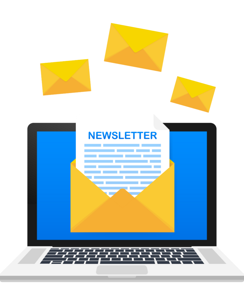 Afbeelding van een laptop waar een nieuwsbrief binnenkomt
